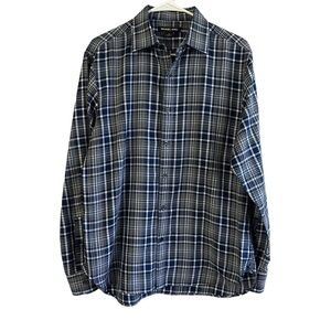 Michael Kors Blue and White Plaid Long Sleeve Button Up ~ Used ~ Size: MED​